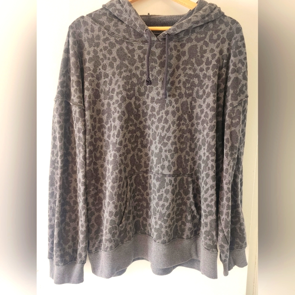 Victoria's Secret Gray Leopard Print Hoodie Sweatshirt
